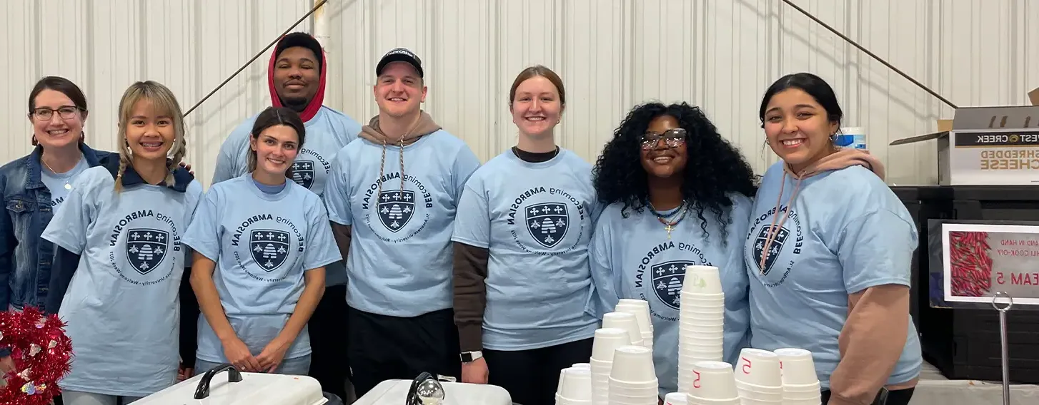 A group of student volunteering at a community event